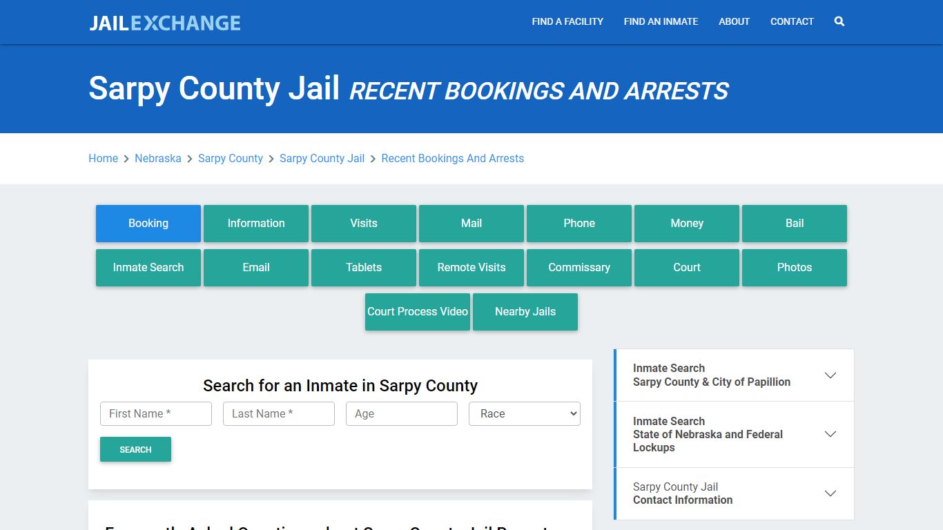 Sarpy County Jail Recent Bookings And Arrests - Jail Exchange