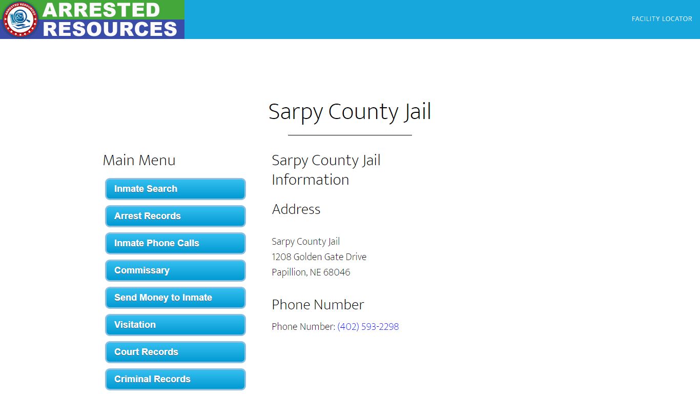 Sarpy County Jail - Inmate Search - Papillion, NE - Arrested Resources